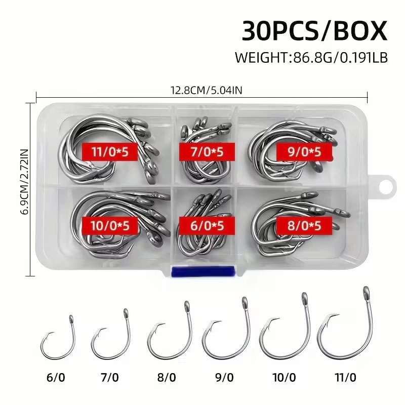 30pcs/box Fishing Hooks Stainl – обзор и цена Fishing Hook Circle